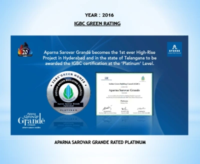 IGBC Green Rating - Aparna Sarovar Grande Rated Platinum