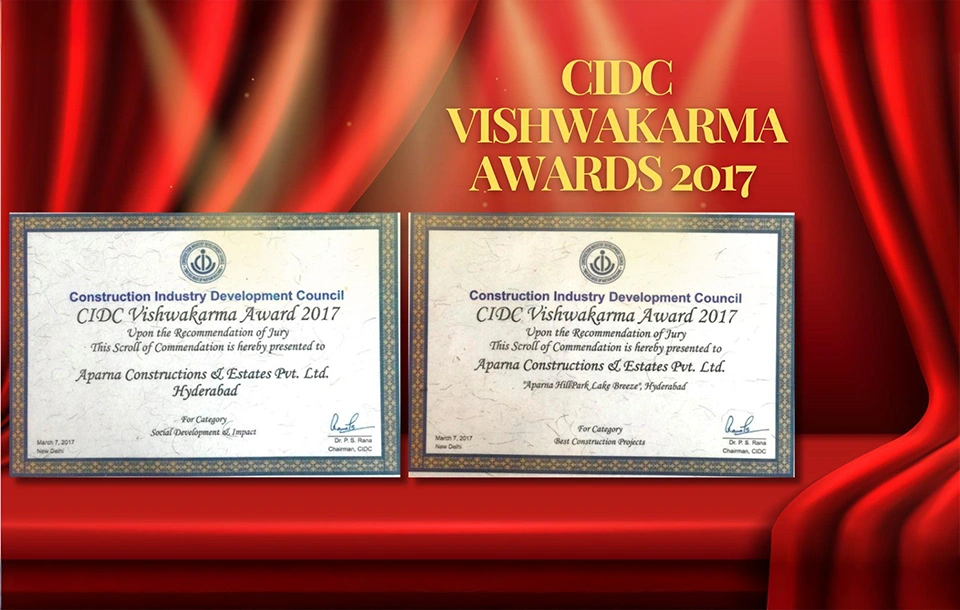 CIDC Vishwakarma Awards 2017 -Best Residential Projects & Achievement Award For Social Development Impact